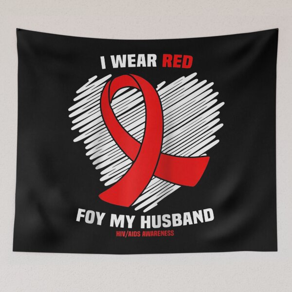 Item preview, I Wear Red For My Husband HIV AIDS Awareness Raglan Baseball Tee designed and sold by EagmianPheolea.