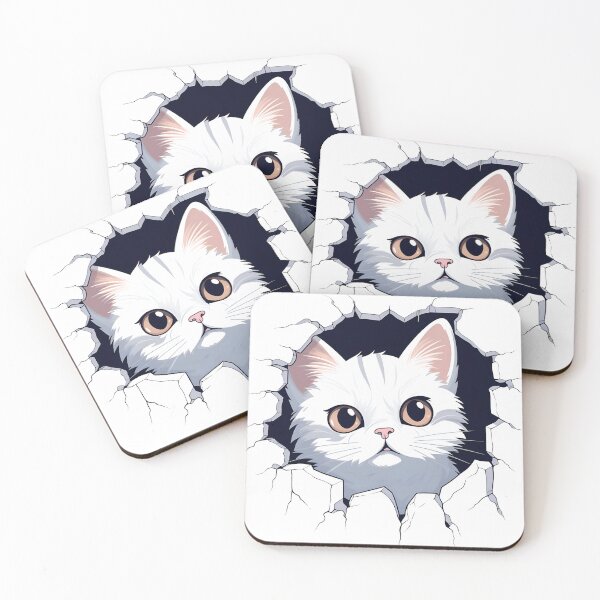 Item preview, Cute Little White Cat in a Wall designed and sold by Shinzomaru.