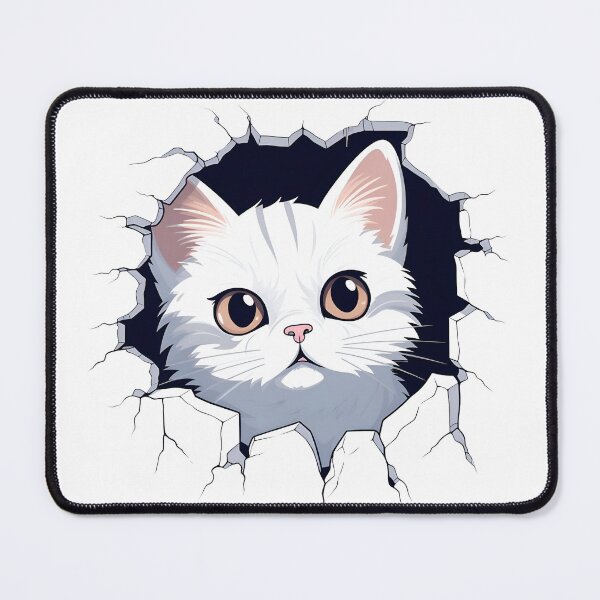 Item preview, Cute Little White Cat in a Wall designed and sold by Shinzomaru.