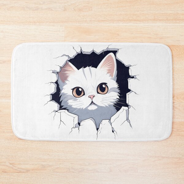 Item preview, Cute Little White Cat in a Wall designed and sold by Shinzomaru.
