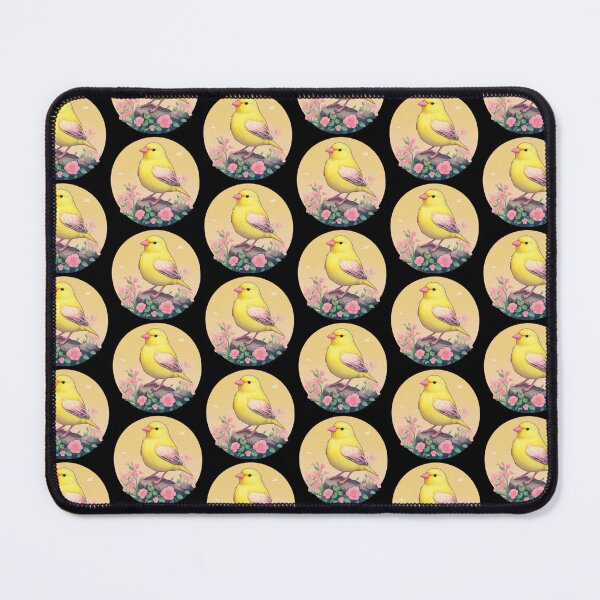 Item preview, yellow Canary in a circular shape with flowers designed and sold by submoro.