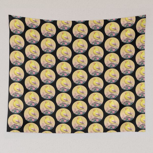Item preview, yellow Canary  in a circular shape with flowers designed and sold by submoro.