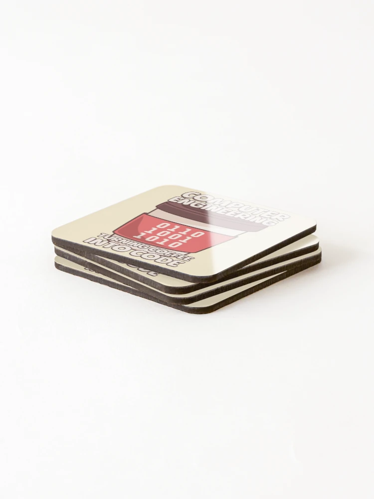 Thumbnail 4 of 5, Coasters (Set of 4), Computer Engineering: Turning Coffee Into Code designed and sold by PMCreative.