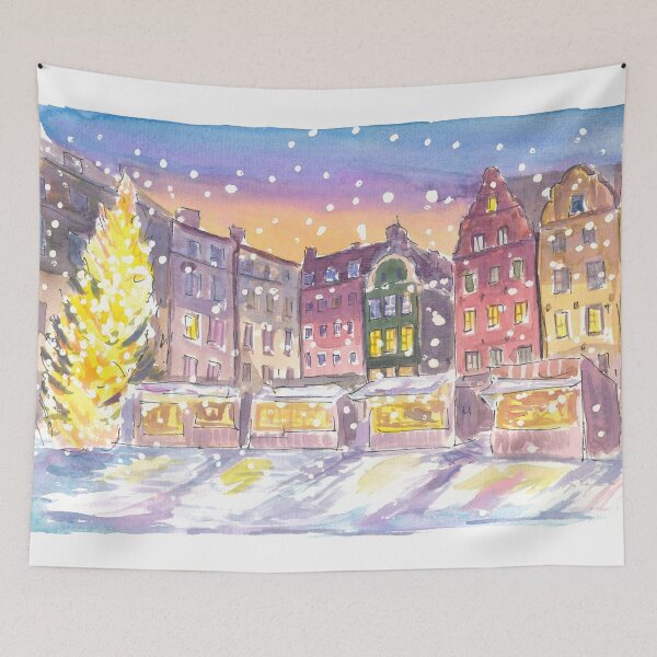 Item preview, Stockholm Winter Scene at Nightly Gamla Stan designed and sold by artshop77.