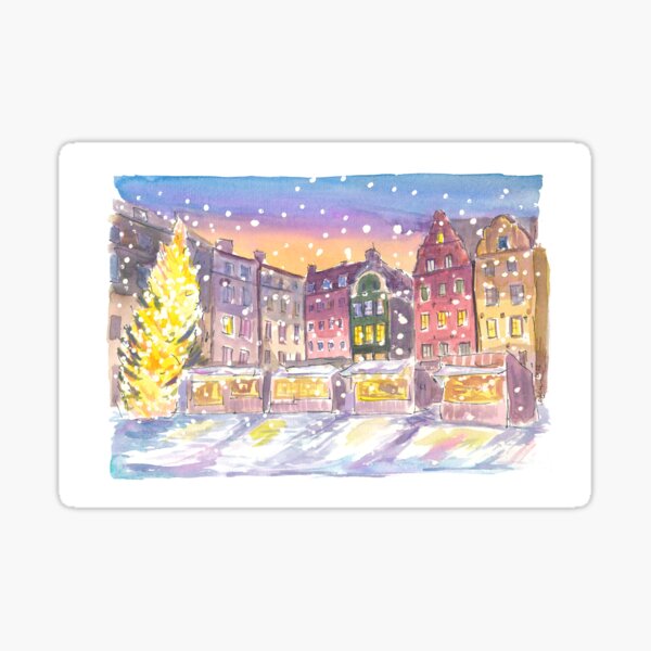 Artikel-Vorschau von Stockholmer Winterszene im Nightly Gamla Stan, designt und verkauft von artshop77.