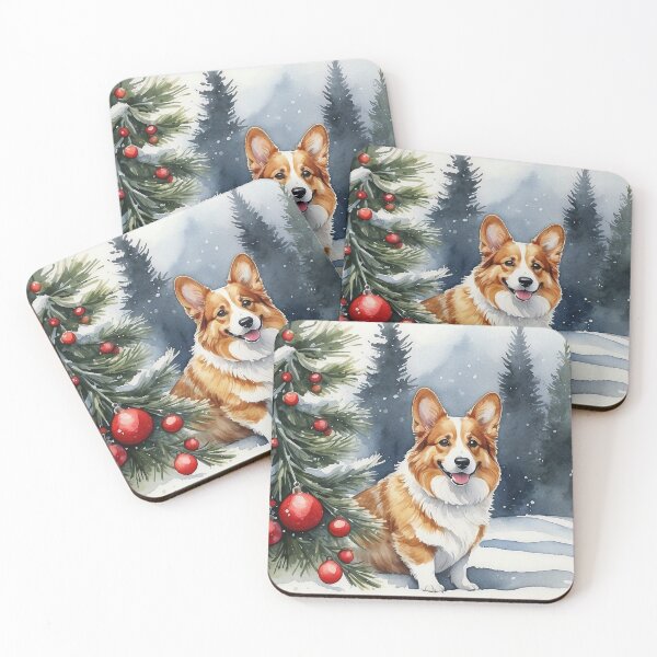Item preview, Christmas Corgi Watercolor designed and sold by RailtonArt.