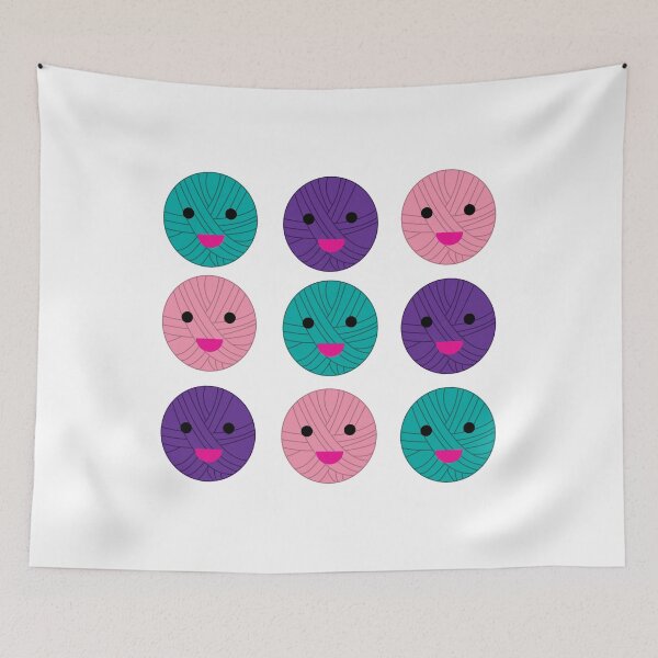 Item preview, Balls of Yarn Teal Purple Pink Kawaii designed and sold by ValeriesGallery.