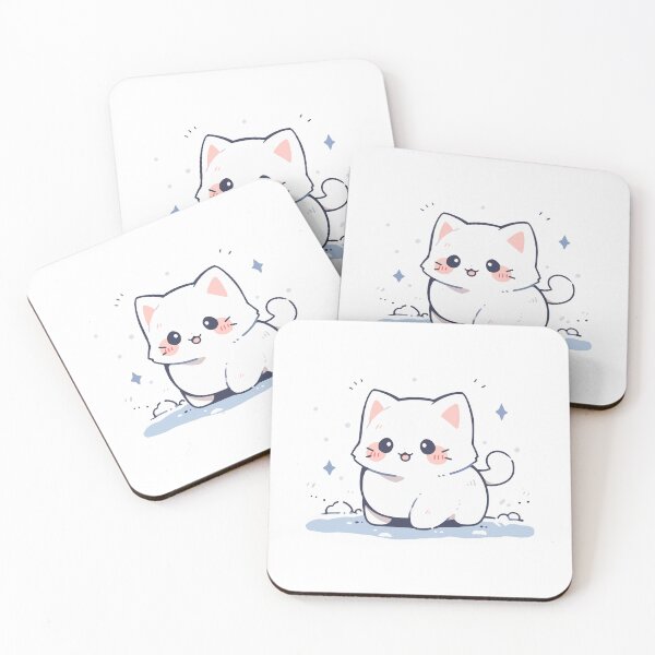 Item preview, Cute Kawaii Happy Cat Kitty in Snow designed and sold by CozyKawaiiArt.