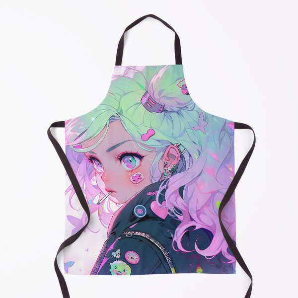 Item preview, Cute Pastel Green and Pink Punk Anime Girl designed and sold by bubblegoth.
