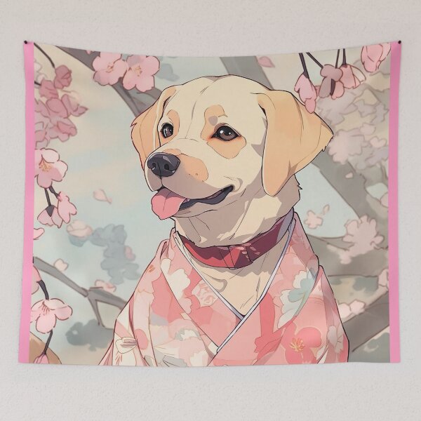 Item preview, Cute Dog wearing a Kimono 3 - Anime Wallpaper designed and sold by KAIGAME Art.