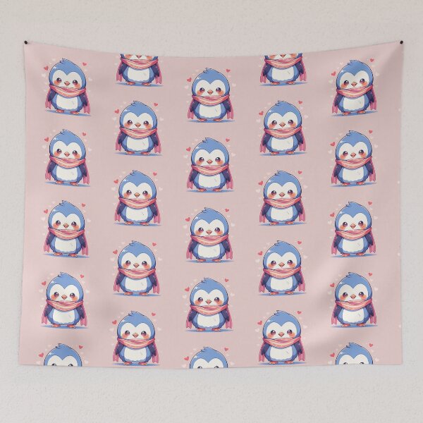 Item preview, Cute Kawaii Happy Penguin in Love designed and sold by CozyKawaiiArt.