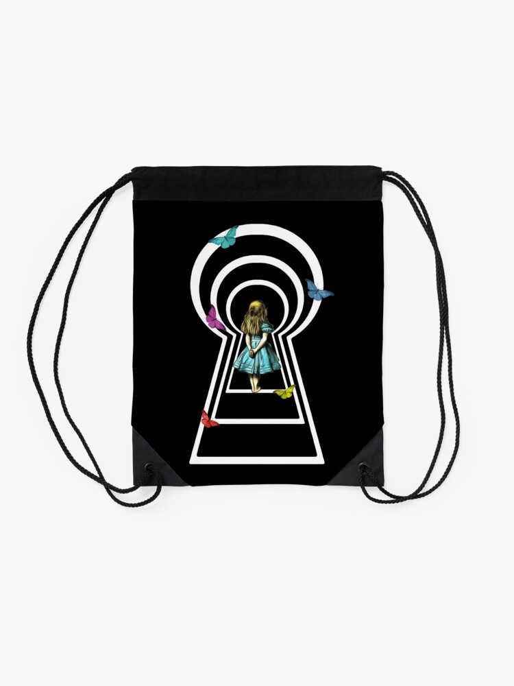 Alternate view of Alice In Wonderland Through The Keyhole Drawstring Bag