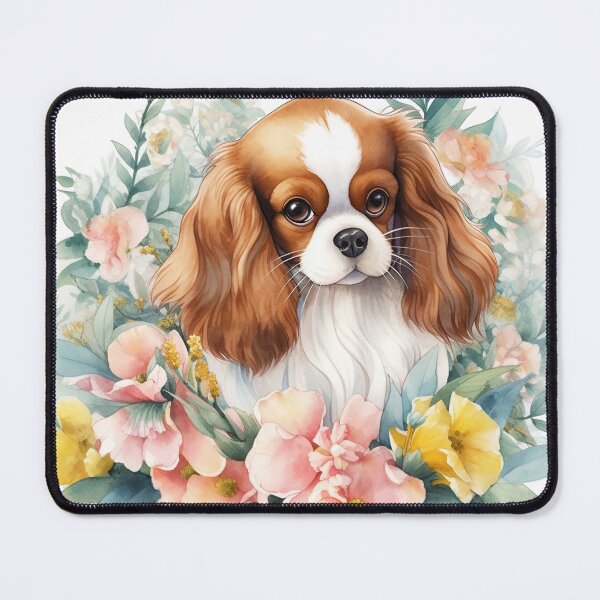 Item preview, King Charles Spaniel Amidst Blooms designed and sold by LittleLuvies.