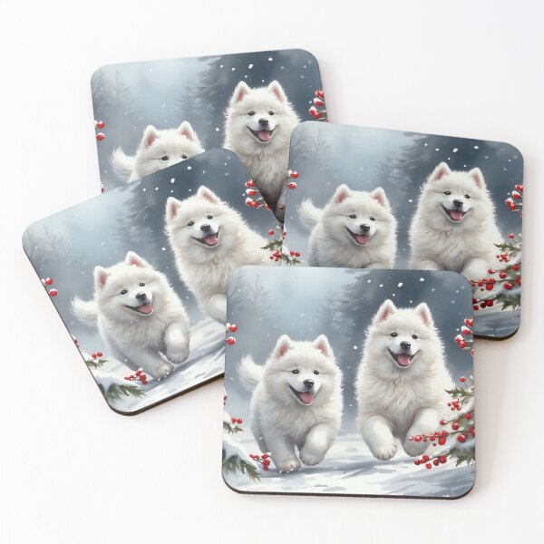 Item preview, Samoyed Puppies in the snow designed and sold by RailtonArt.