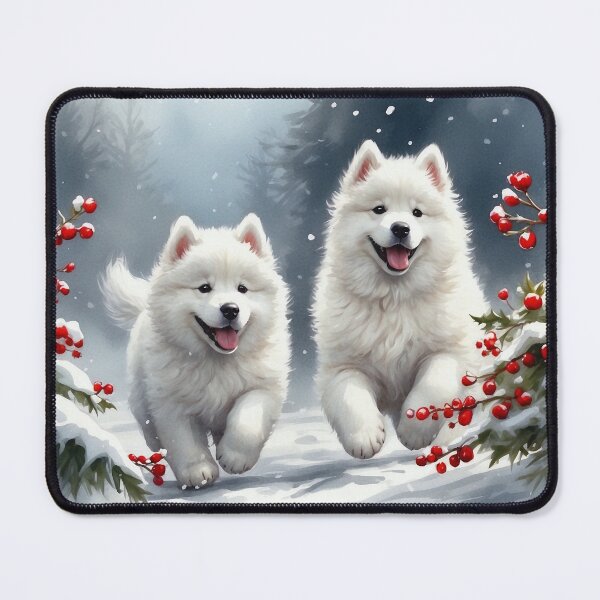 Item preview, Samoyed Puppies in the snow designed and sold by RailtonArt.