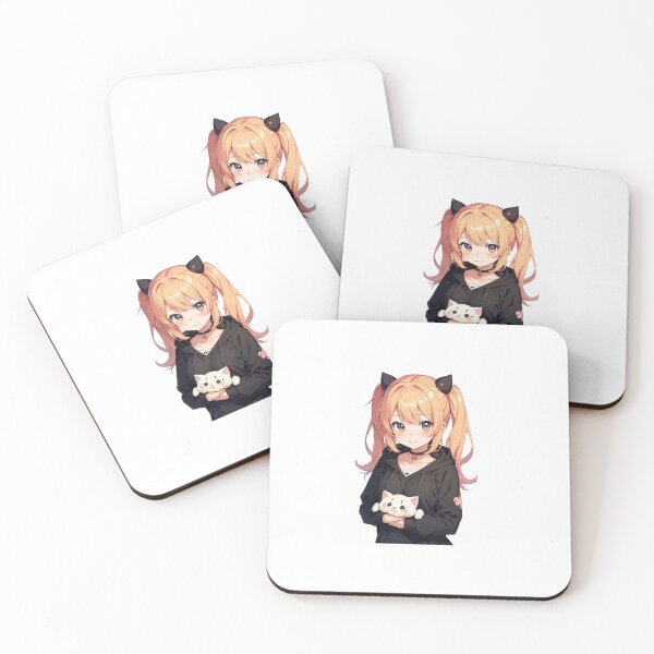 Item preview, Cute anime girl in a kitty hoodie designed and sold by Wxjtecki.