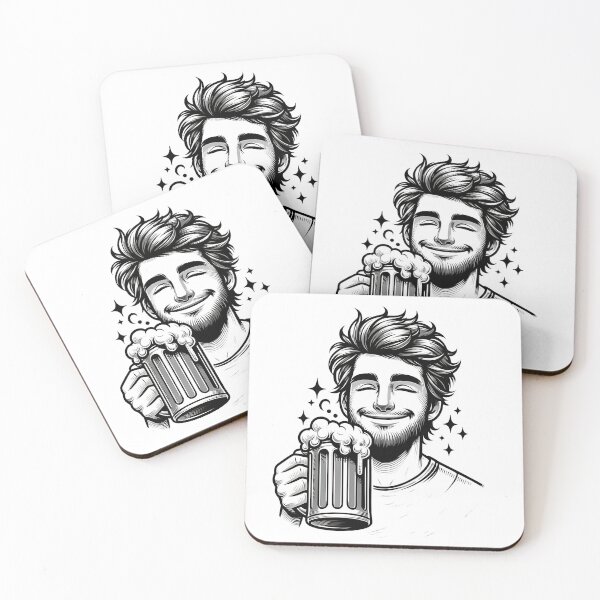Item preview, Cheerful Man Enjoying a Beer designed and sold by PrintLabArt.