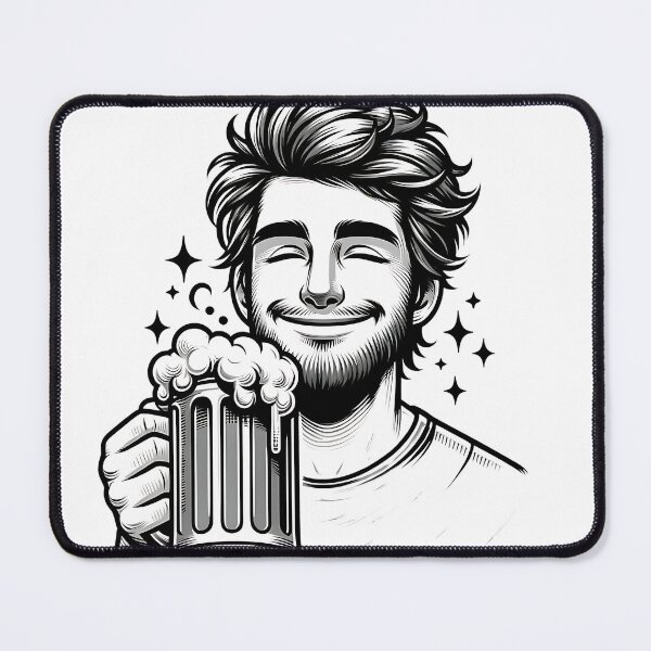 Item preview, Cheerful Man Enjoying a Beer designed and sold by PrintLabArt.