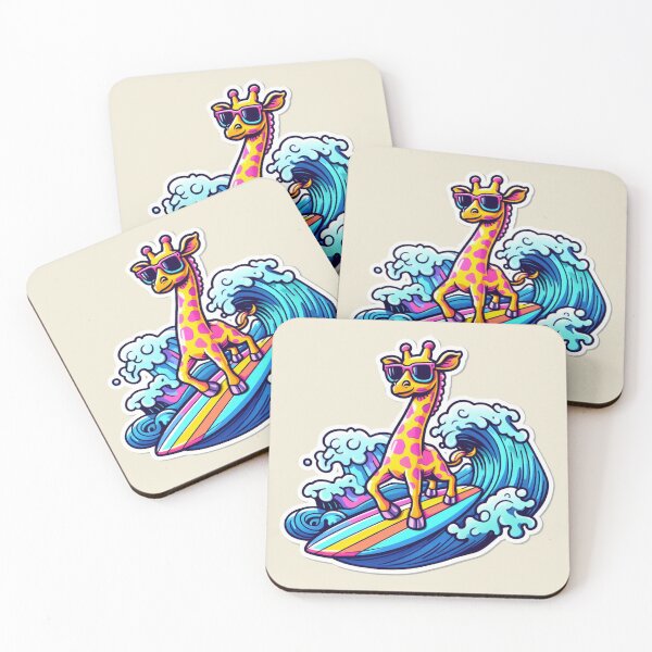 Item preview, Surfing Giraffe Bliss: Playful Illustration Style Artwork designed and sold by Doddlaix.