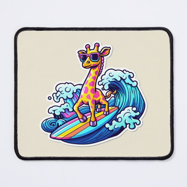 Item preview, Surfing Giraffe Bliss: Playful Illustration Style Artwork designed and sold by Doddlaix.