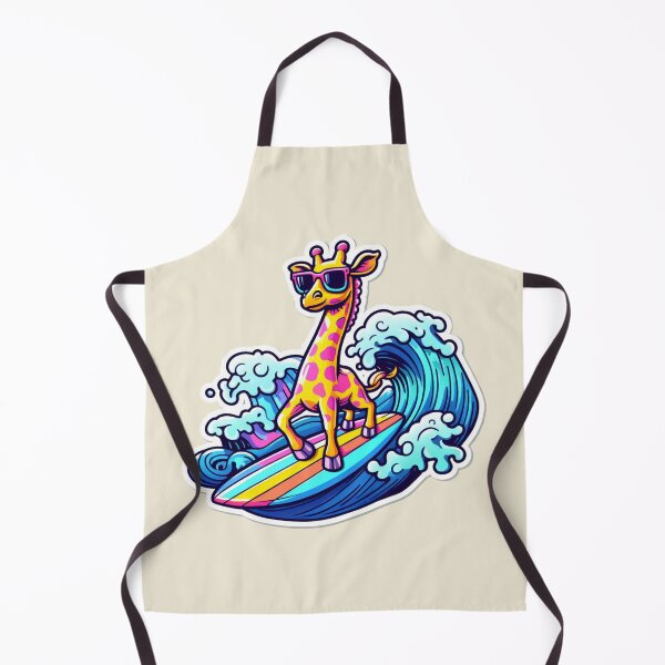 Item preview, Surfing Giraffe Bliss: Playful Illustration Style Artwork designed and sold by Doddlaix.