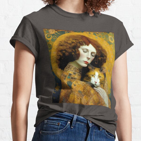 Aperçu de l'œuvre Tableau Art Nouveau Femme Au Chat Inspiré De Gustav Klimt créée et vendue par LanaGustavsson.