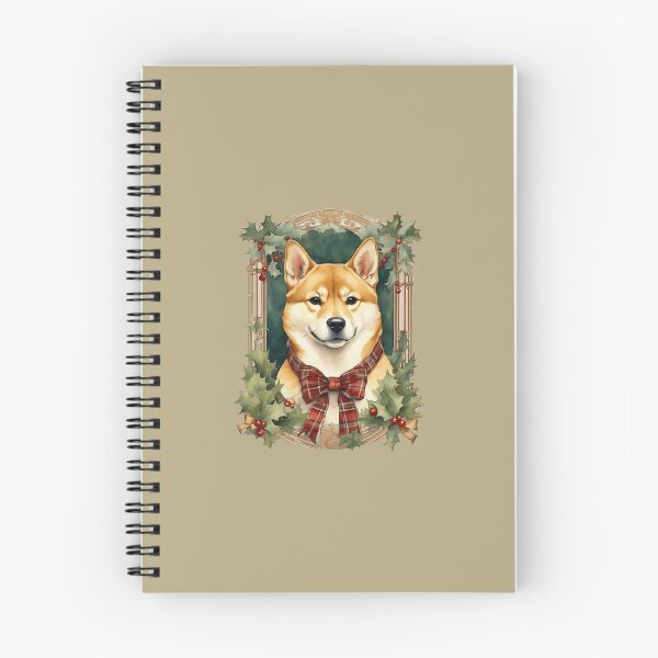 Item preview, Shiba Inu Dog Wears a Plaid Ribbon for Christmas Portrait Sticker designed and sold by NouveauAge.