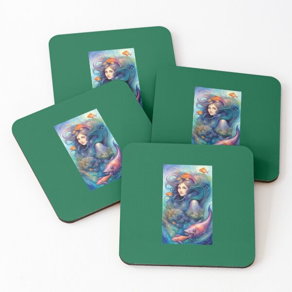 Item preview, a pretty mermaid in her aquatic world surrounded by fish and algae designed and sold by Creativesphotos.