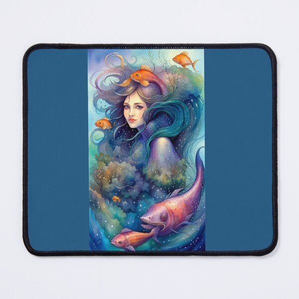 Item preview, a pretty mermaid in her aquatic world surrounded by fish and algae designed and sold by Creativesphotos.