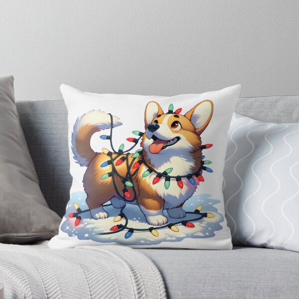 Item preview, Tangled in Joy: Happy Corgi with Christmas Lights designed and sold by EpicPaws.