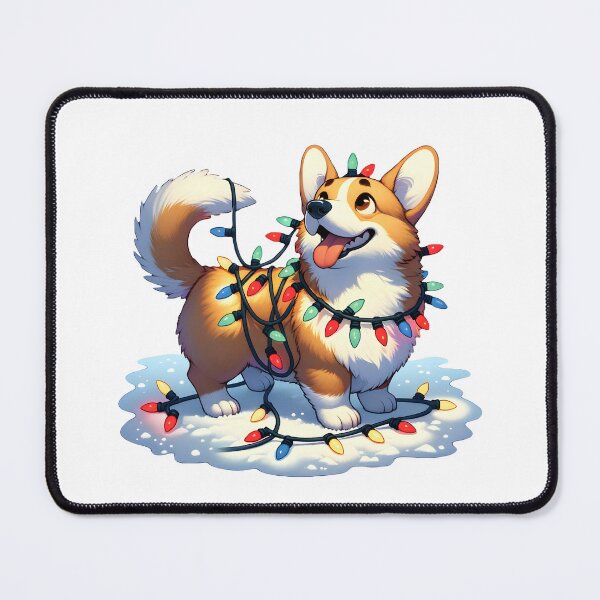 Item preview, Tangled in Joy: Happy Corgi with Christmas Lights designed and sold by EpicPaws.