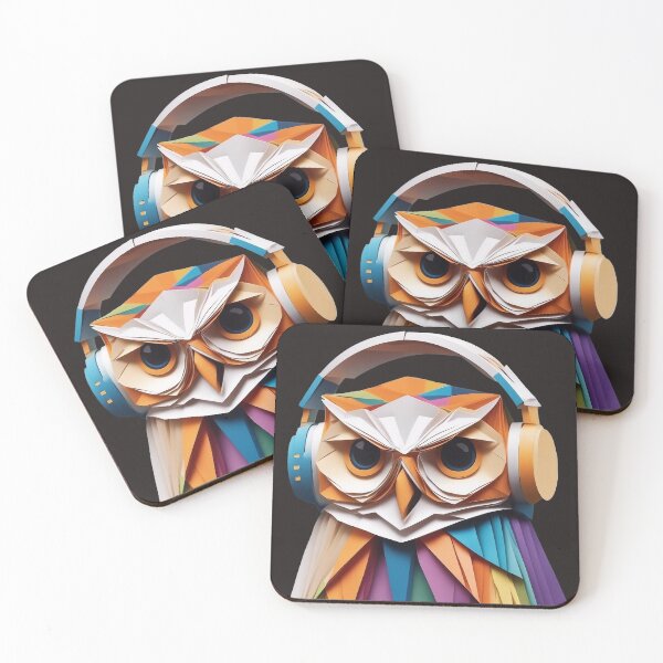Item preview, Owl with headphones and sunglasses designed and sold by KarakitAI.