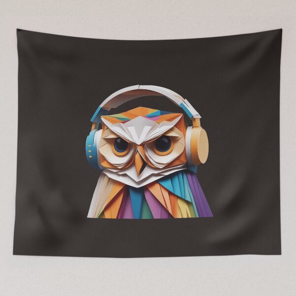 Item preview, Owl with headphones and sunglasses designed and sold by KarakitAI.