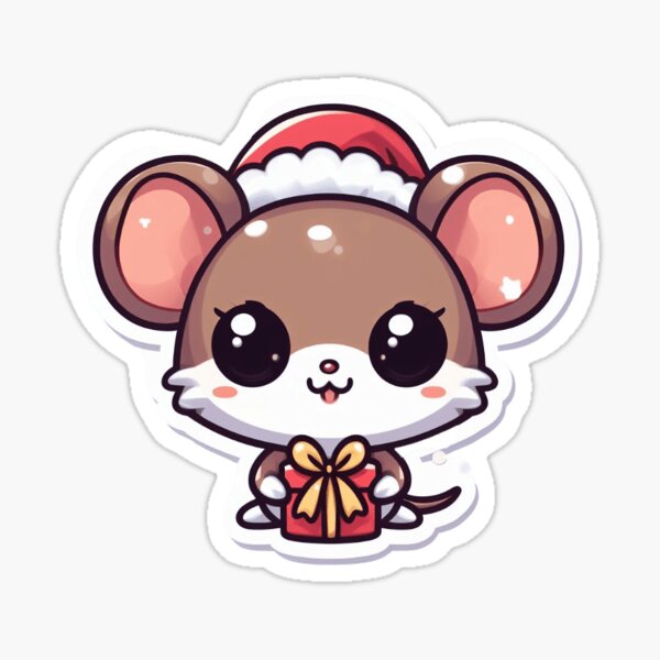 Item preview, Christmas Brown Mouse Holding a Gift designed and sold by StardustGalaxyz.