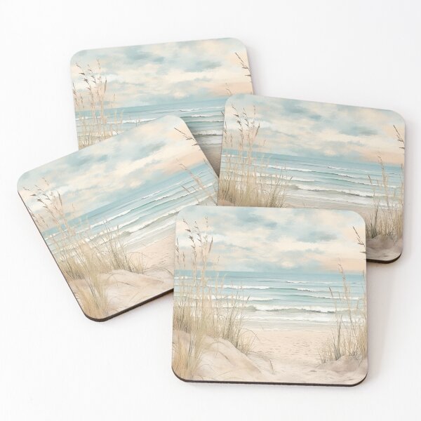 Item preview, Watercolor painting sea with sand nostalgia designed and sold by ElColombianito.