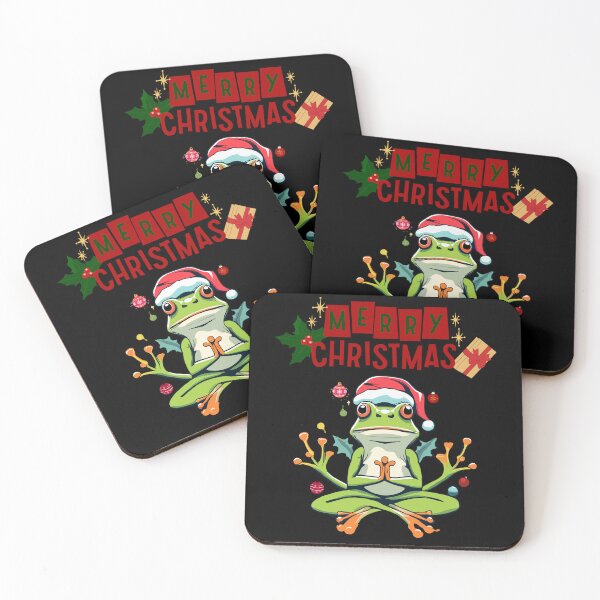 Item preview, Merry Christmas Yoga Frog  designed and sold by Sofia Rose Design ⭐️⭐️⭐️⭐️⭐️.