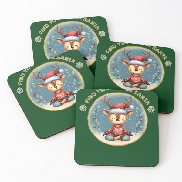 Item preview, Cute meditating Reindeer. Text: 'Find your inner Santa' designed and sold by shirtsmugslife.