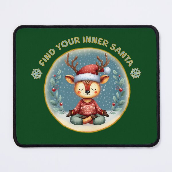 Item preview, Cute meditating Reindeer. Text: 'Find your inner Santa' designed and sold by shirtsmugslife.