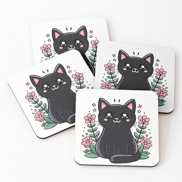Item preview, Black cat with pretty pink flowers designed and sold by Septumpler.