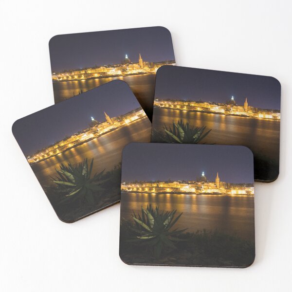 Item preview, Dark Shore Bright Shore - Marsamxett Harbour and Valletta Malta Skyline designed and sold by Georgia Mizuleva.