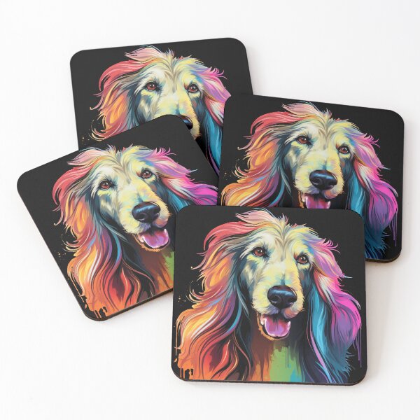 Item preview, colorful Afghan Hound colorful dogs in modern PopArt style designed and sold by WallyPink.