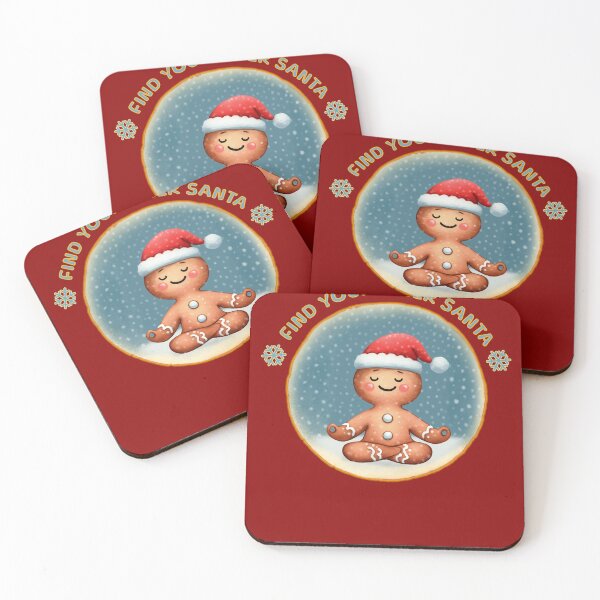 Item preview, Cute meditating Gingerbread. Text: 'Find your inner Santa' designed and sold by shirtsmugslife.