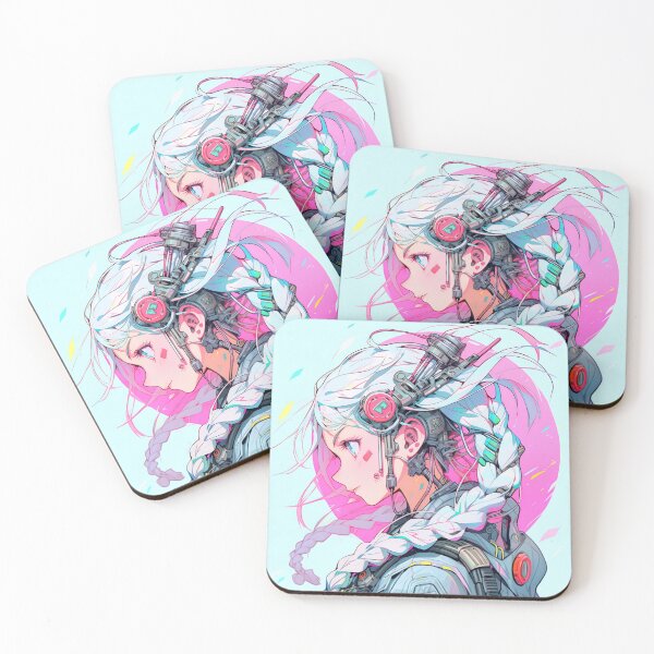 Item preview, Cute Pastel Pink Blue Cyberpunk Anime Girl designed and sold by bubblegoth.