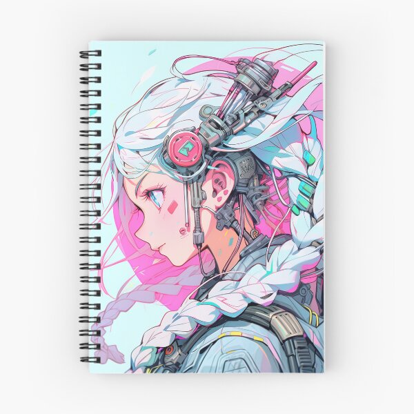 Item preview, Cute Pastel Pink Blue Cyberpunk Anime Girl designed and sold by bubblegoth.