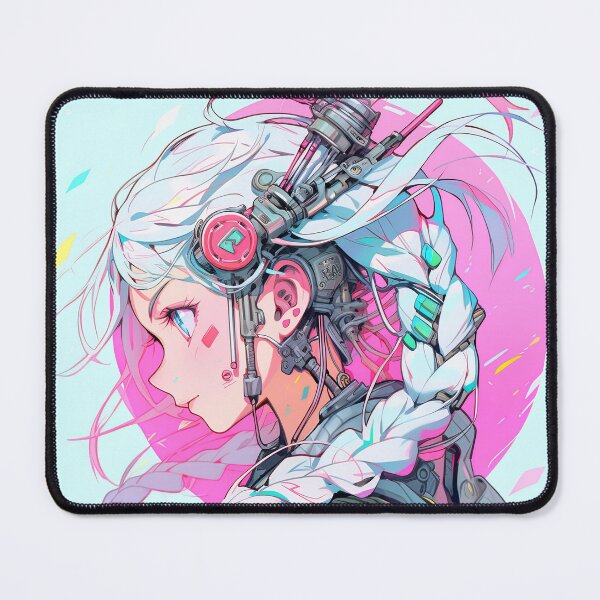 Item preview, Cute Pastel Pink Blue Cyberpunk Anime Girl designed and sold by bubblegoth.