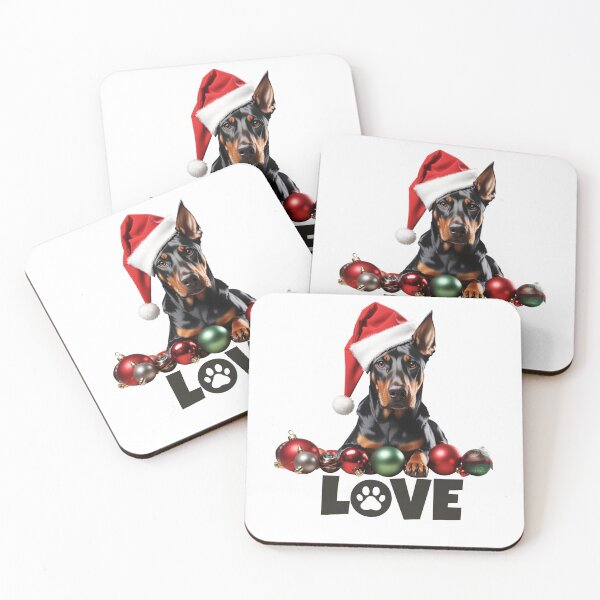 Item preview, Adorable Doberman in Santa Hat Showing Christmas Love designed and sold by Fredster1966.