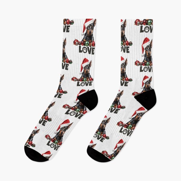 Item preview, Adorable Doberman in Santa Hat Showing Christmas Love designed and sold by Fredster1966.