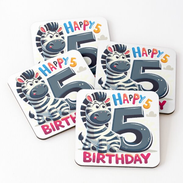 Item preview, Happy 5th Birthday - Playful Zebra & Number 5 designed and sold by Jurady.