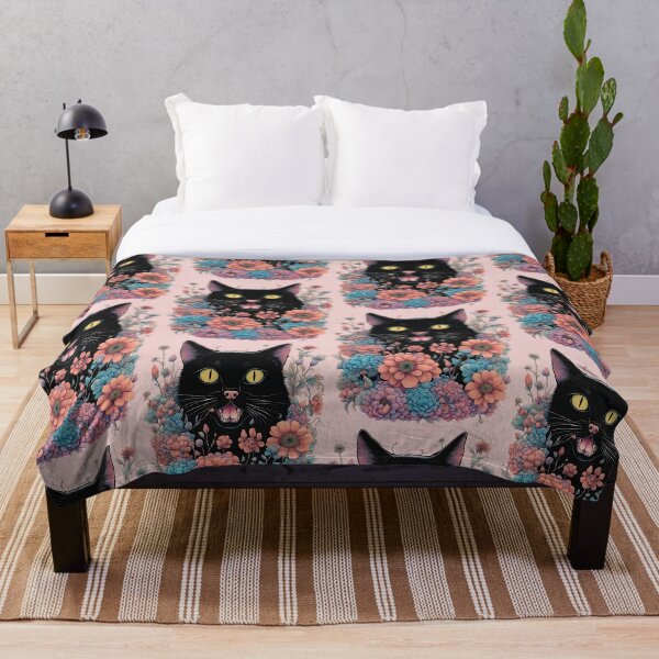 Item preview,  black Cat mouth open floral  designed and sold by Catophile.