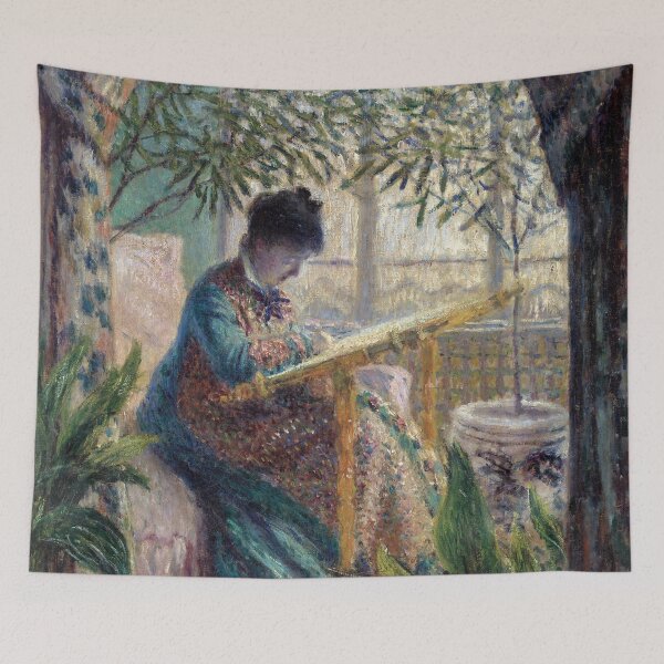 Item preview, Madame Monet Embroidering (1875) | Monet | Contrast designed and sold by Oliveirallan.